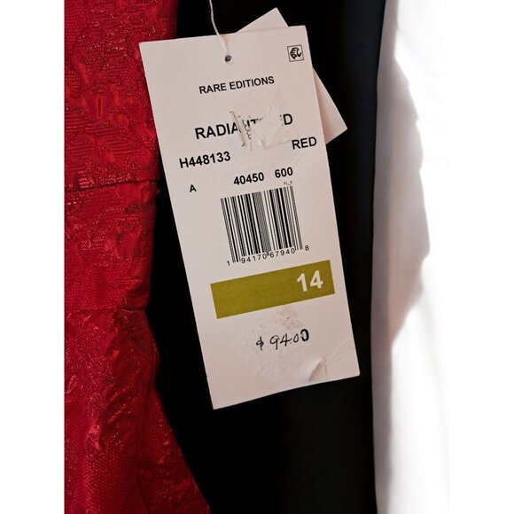 Rare Editions Big Girls Sleeveless Brocade with Jeweled Neckline Social Red Dres - Picture 6 of 13